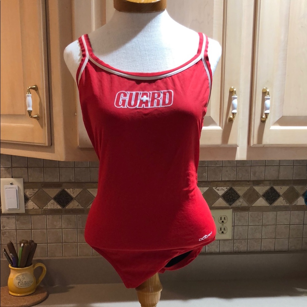 DOLFIN Red Lifeguard Swimsuit Sz. 42 (16/18)